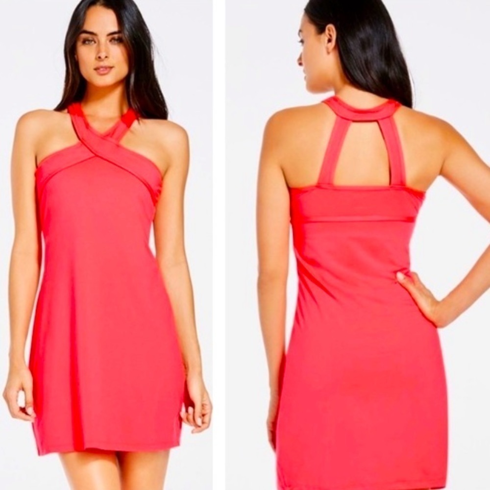 Fabletics Chicago Dress Women's Hot Pink Padded Short Dress Size Small
